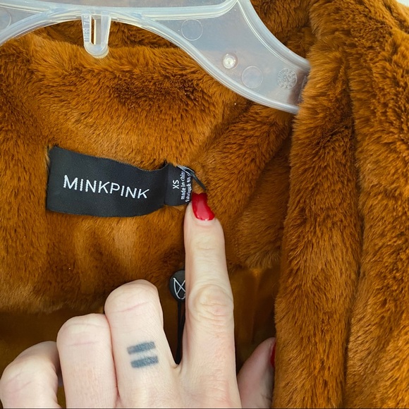 MINKPINK Pumpkin Spice Brown Fur Coat XS - Picture 7 of 7